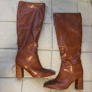 Madden Girl tall to knee cognac boots